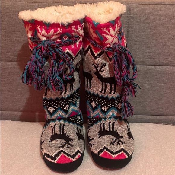 Muk Luks Multicolor Knit Slippers - Picture 1 of 3